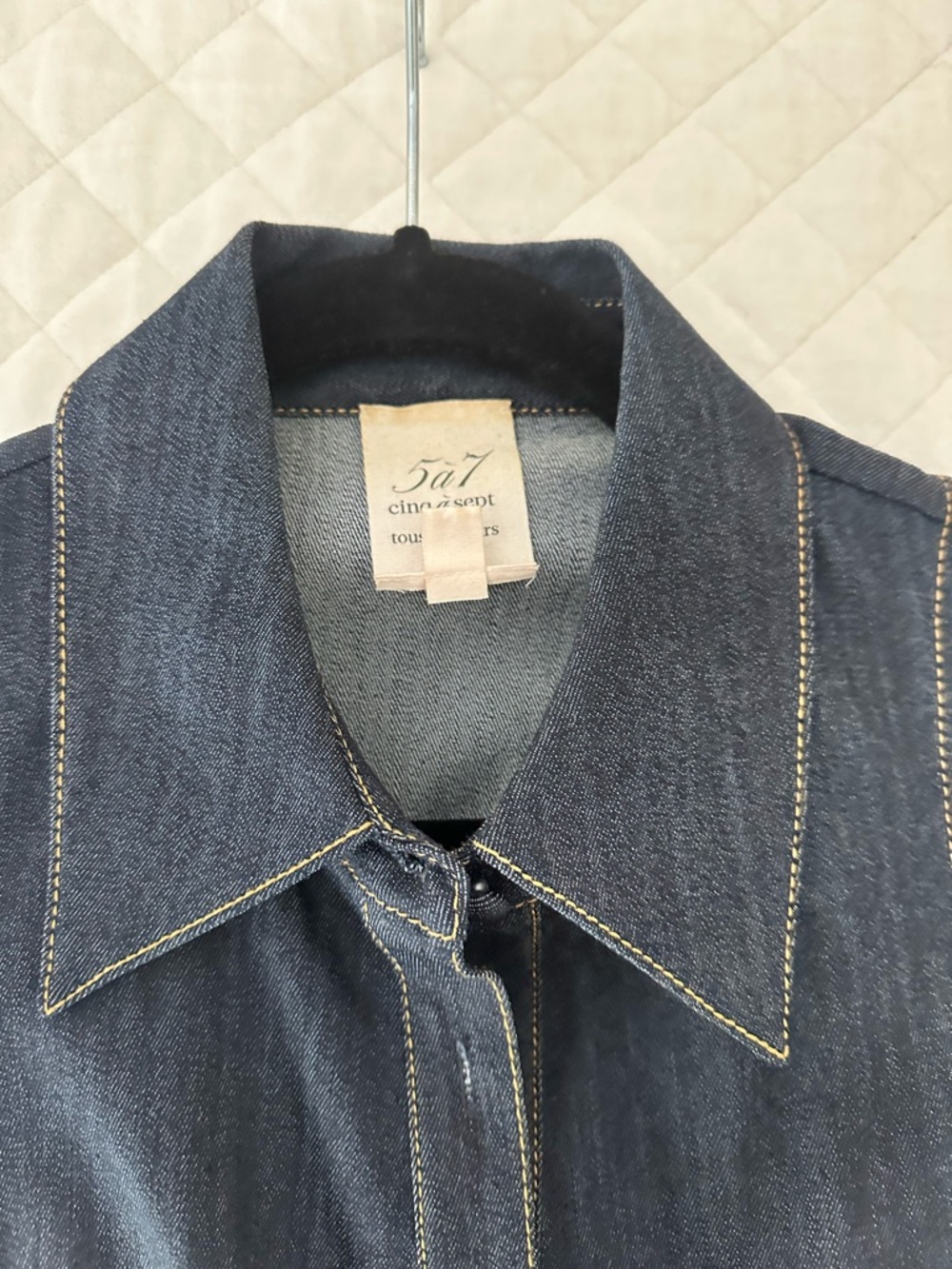 cinq a sept Sleeveless Dark Denim Tiered Mini Dress - Picture 2 of 2